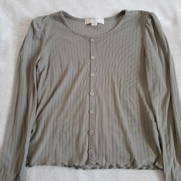No Comment Girl Size 14 Green Ribbed 90s Long Sleeve Shirt - Picture 3 of 7
